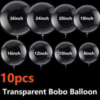 10pcs 8/10/12/16/18/20/24/36inch Transparent Bubble Balloons Inflatable Helium Bobo Balloons Wedding Birthday Party Decorations