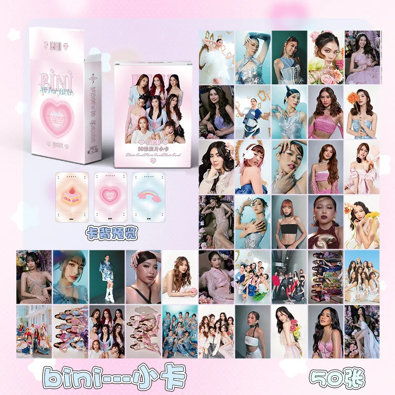 

50 Pcs/Set Philippine Girl Group BINI Laser Lomo Card Aiah, Mikha, Colet Star Figure HD Photocard Fans Collection Cards