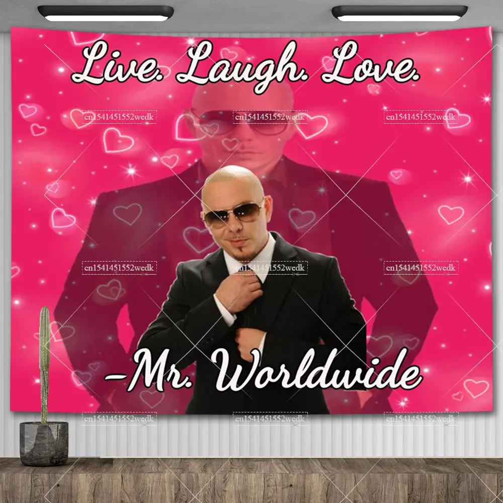 Mr. Worldwide Says to Live Laugh Love Tapestry Wall Decor Boutique Pitbull Mr 305 Tapestry Macrame Aesthetic Room Decoration