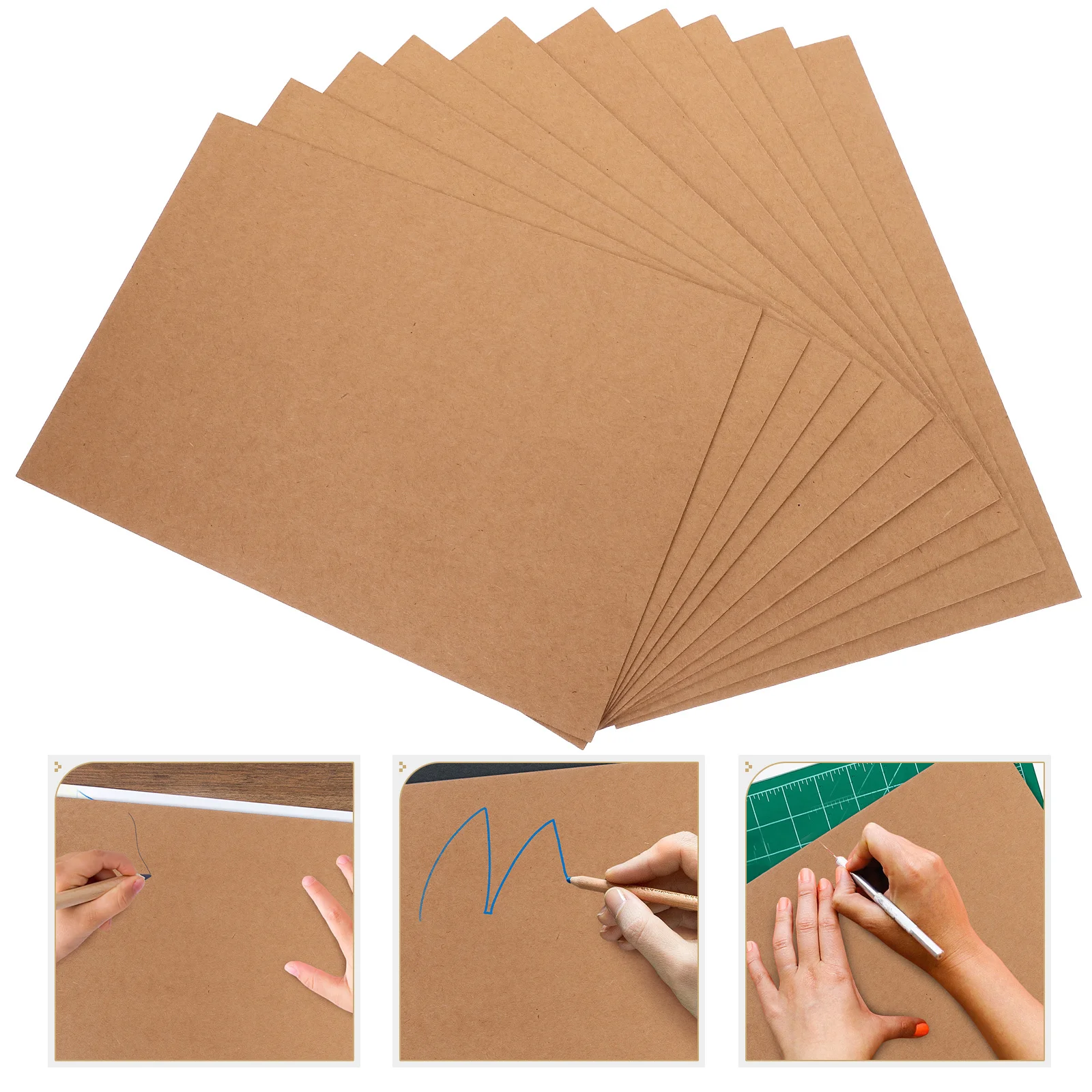 กระดาษการ์ดสต็อกหนา 10 แผ่น สำหรับงานพิมพ์ ลายวินเทจ สีน้ำตาล สำหรับวาดภาพ ระบายสี เหมาะสำหรับนักเรียน