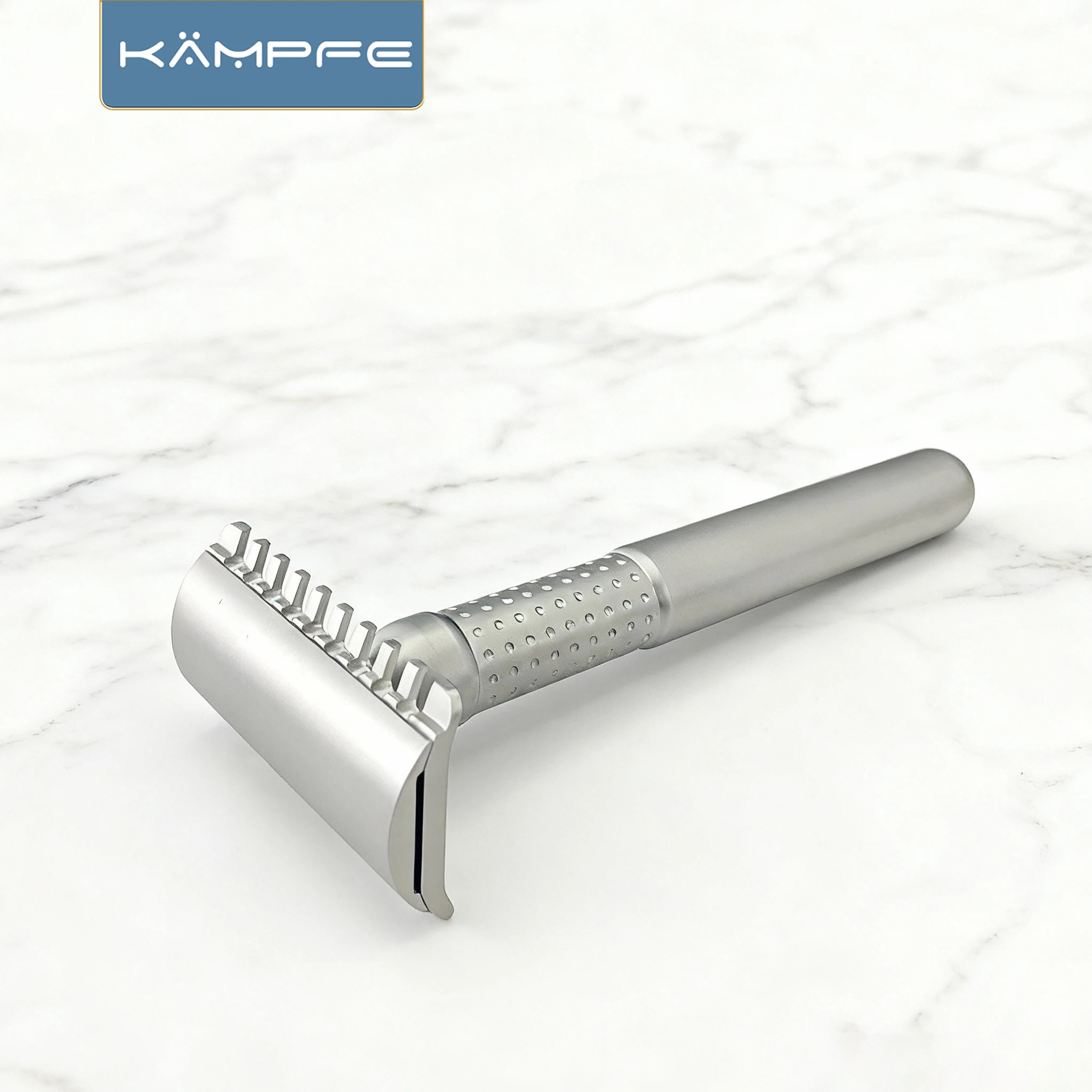 

KAMPFE двусторонняя безопасная бритва, традиционная ручная обработка с ЧПУ из нержавеющей стали для плавного бритья, мужской подарок