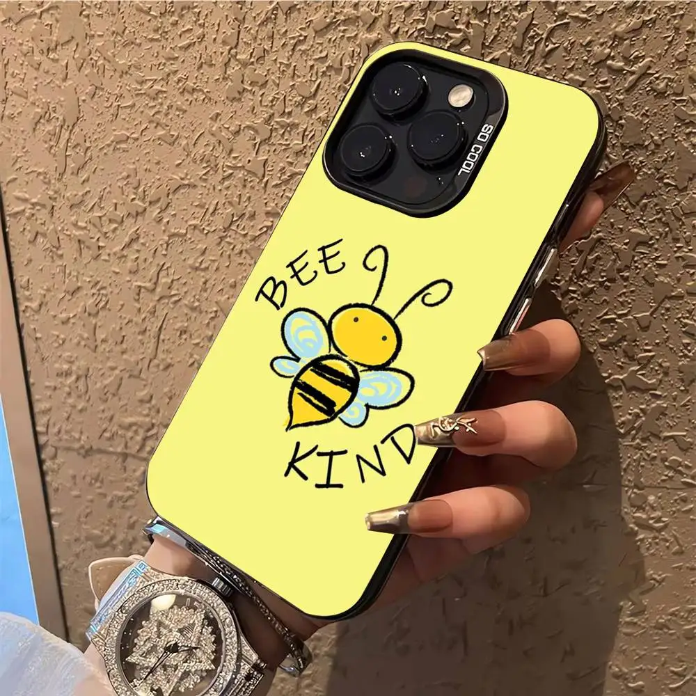 حافظة هاتف كارتون ليتل يلو بيز لهاتف آيفون 17,16,15,14,13,12,X,8,Pro,Max,Plus,E,SE4,Air,Mini IMD أسود غير لامع #4