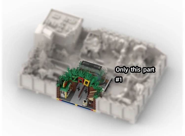 Zoo-Eingang und Affen-Lebensraum MOC Modulares Tierziegel-Set Street View-Modell Stadtszene Gebäude Blöcke Kit DIY-Spielzeug für Kinder