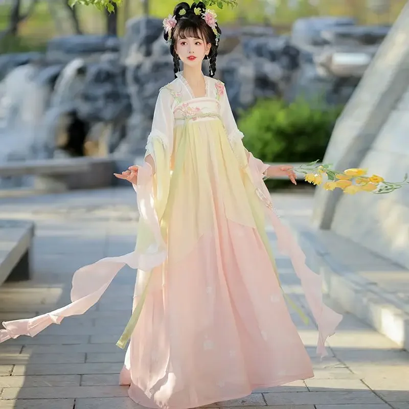 

Spring Summer Chinese Traditional Fairy Coapaly Hanfu Dresses Suit Female Sweet Embroidered Ball Gown Ancient Costumes Vestidos