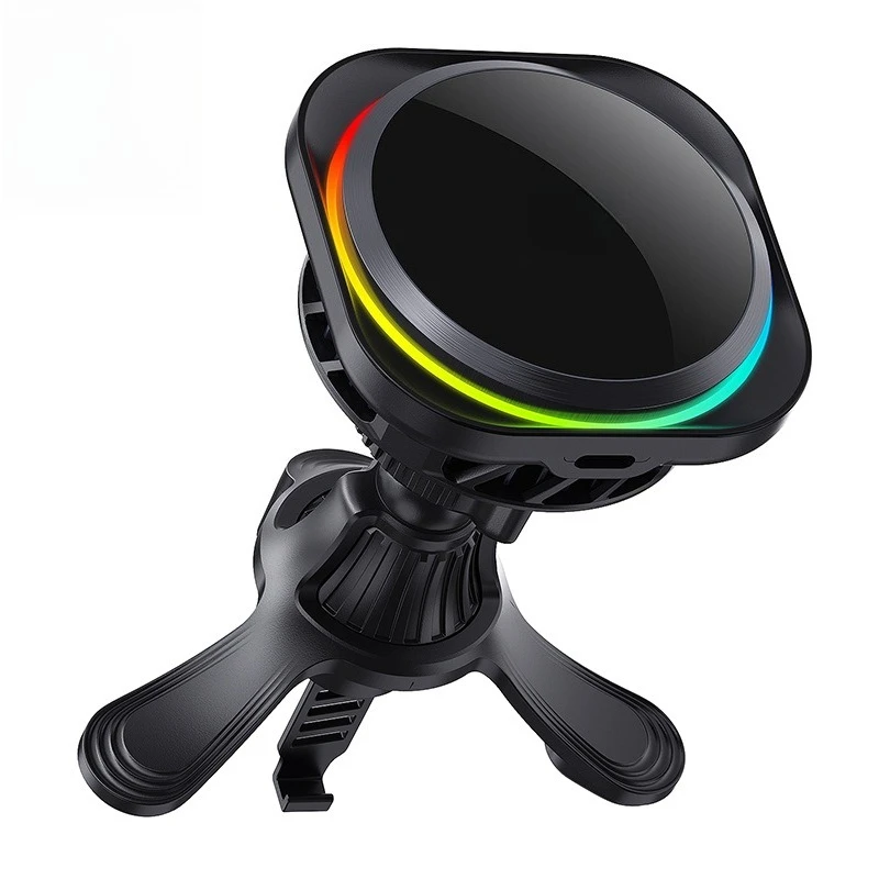 

QI2 Semiconductor Refrigeration Magnetic Car Wireless Charger Suitable for Apple LED Colorful Light Phone Stand