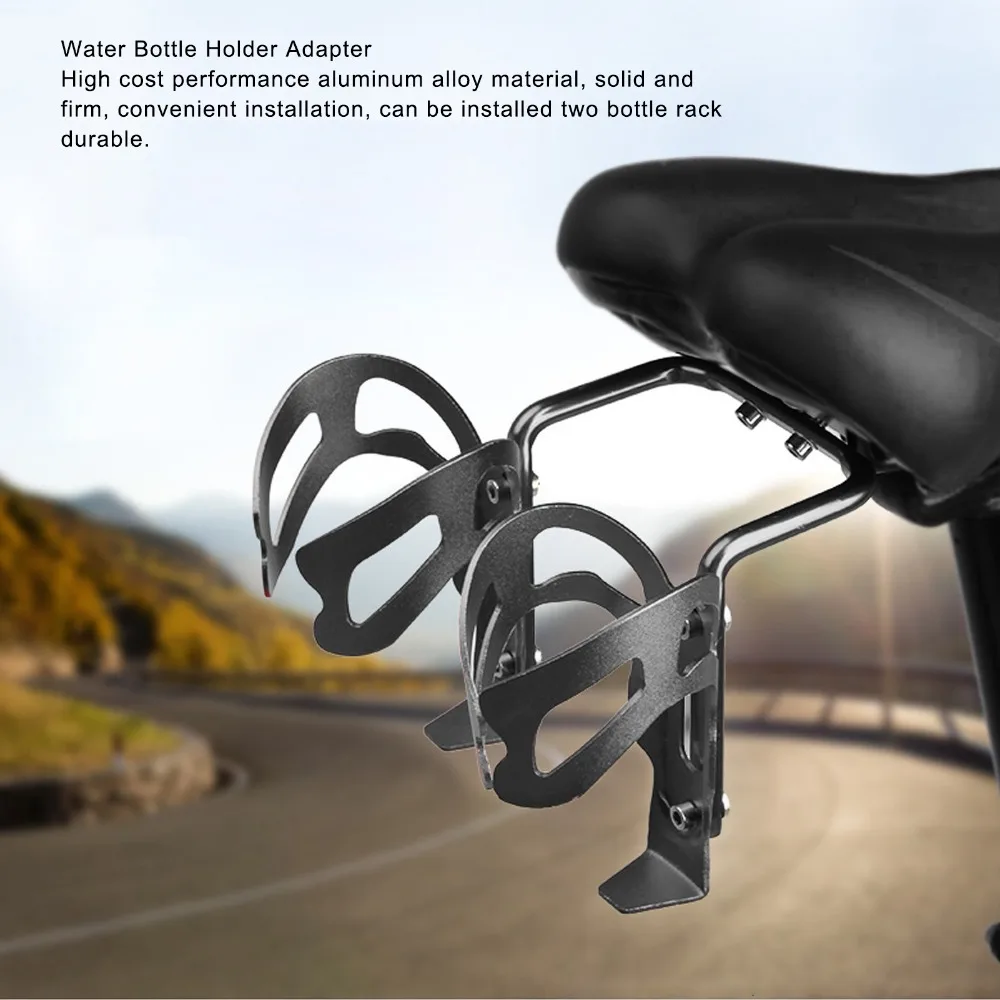 

Aluminum Alloy Bike Seat Post Bottle Rack Converter Black Easy Installation Bike Saddle Back Double Water Bottle Holder
