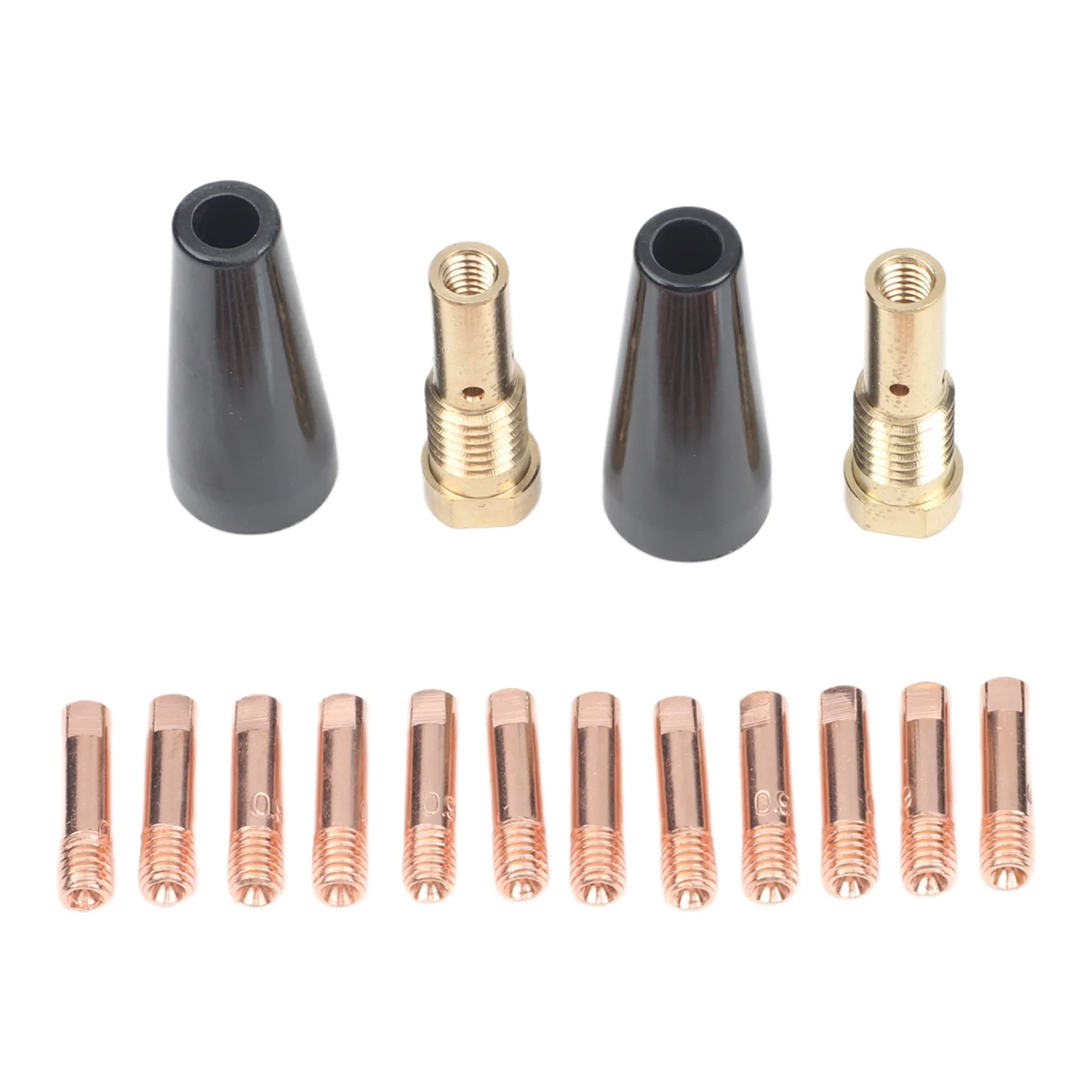Gasless Nozzle Tips Kit 16PCS for FC90 and For 80GL Welders Includes 12 Copper Conductive Tips for Enhanced Performance