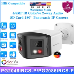 Hikvision-kompatibel 4 MP 8 MP 180 °   Panorama-IP-Kamera IR&ColorVu 2-Wege-Audio Menschliche Erkennung SD-Kartensteckplatz Plug&Play HIK NVR APP