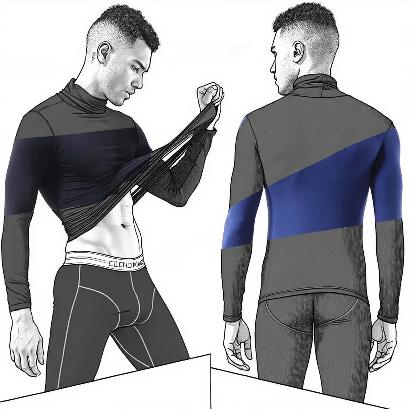 Winter Thermal Underwear Men High Collar Modal Plain Undershirts Man Warm Turtleneck Pullover Long Sleeve Tops Clothes Termico