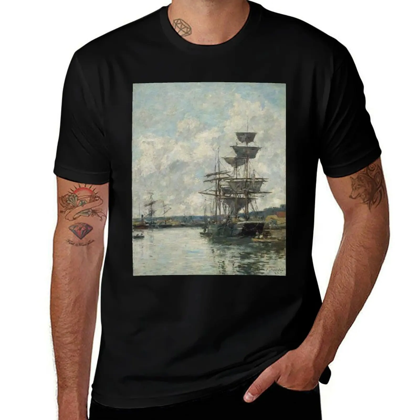 Ships at Le Havre - Eugene Boudin T-Shirt hippie clothes baggy shirts anime figures Men's t-shirts