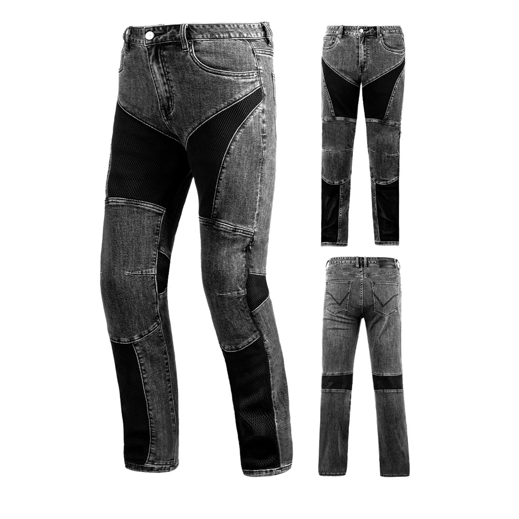 Motorrad Radfahren Vintage Jeans bequeme atmungsaktive Mesh Sommer Radhose eingebaute ce Schutz jeans