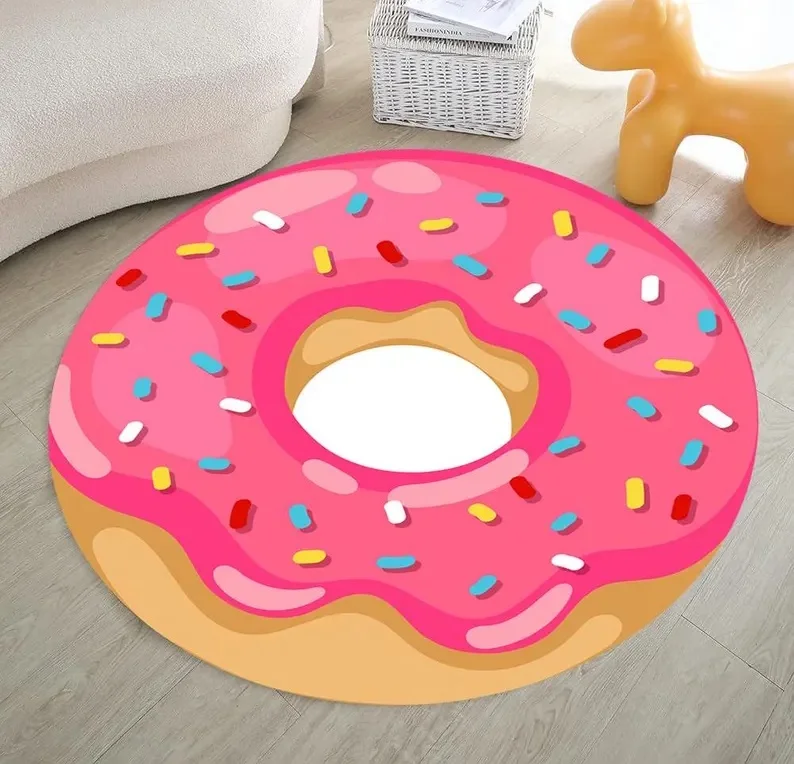 Sushi Roll Circular Carpet Creative Home Decoration Donut Pattern Daycare Children Room Mat Circular Bathroom Kitchen Floor Mat