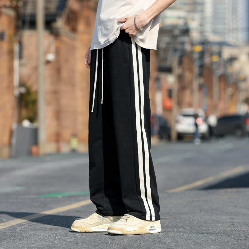 

Y2K High Street Straight Men's Leg Pants Loose All Match Mopping Drape Wide Full Length American Style Jogging Fitness Trouser