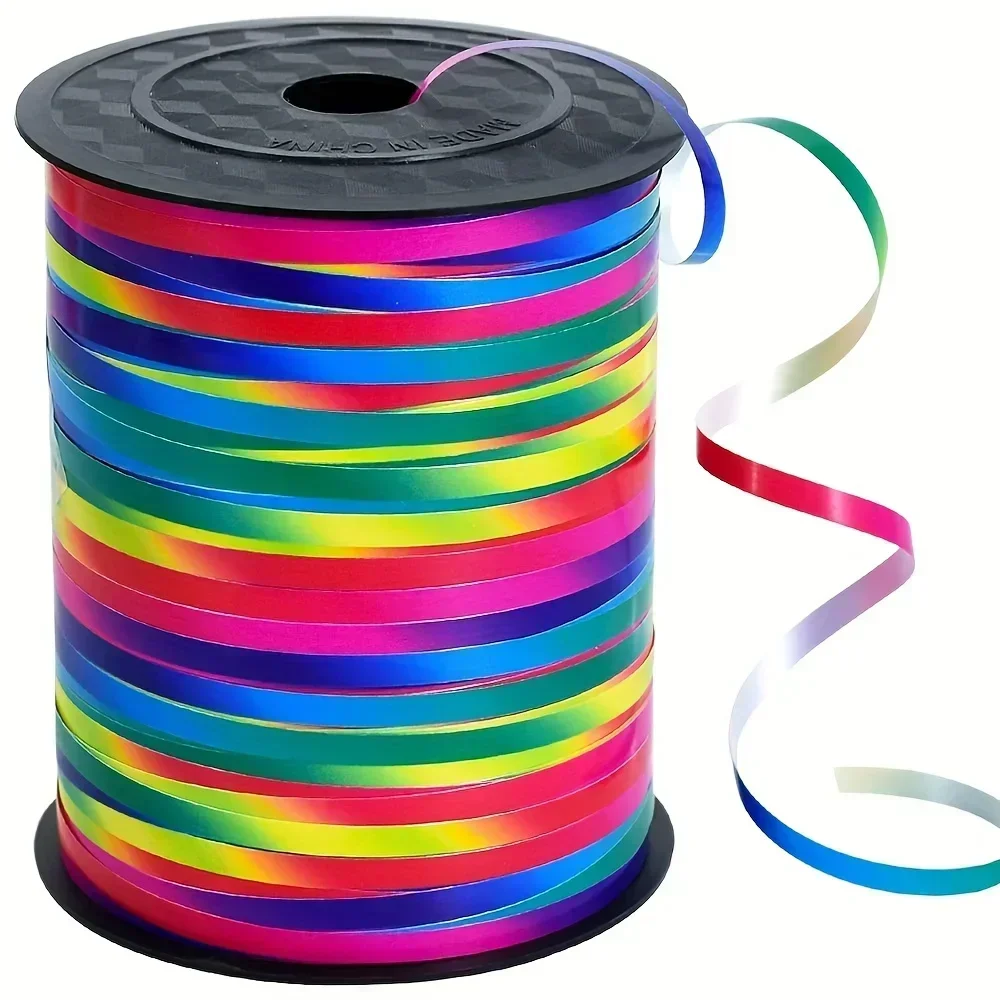 1pc 500 Yards Rainbow Curling Ribbon Pastel Balloon String Light Color Balloon Ribbon for Crafts Decoration Supplies