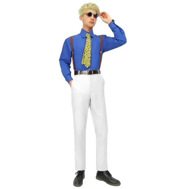 x,3;f\6;h/NewDazcos Kento Nanami cosplay costume men's US size shirt pants uniform suit with tie suspender glasses Hal6;j'3\y,8/ view 4