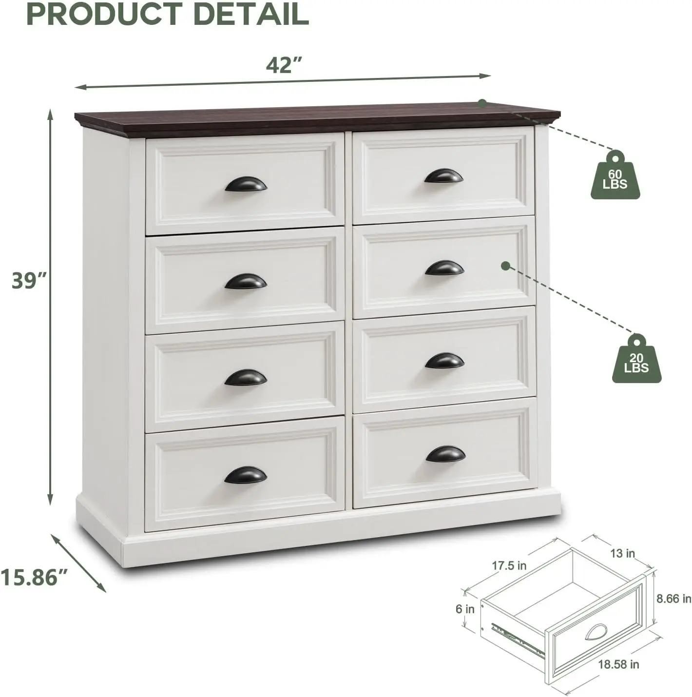 Farmhouse 8 Drawer Dresser for Bedroom 39