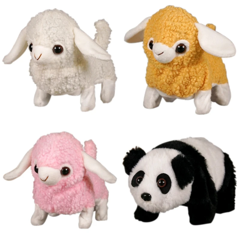 Cute Sheep Electronic Interactive Plush Toys Kawaii Panda Walking Simulation Realistic Stuffed Animals Peluche Dolls Gifts Kids