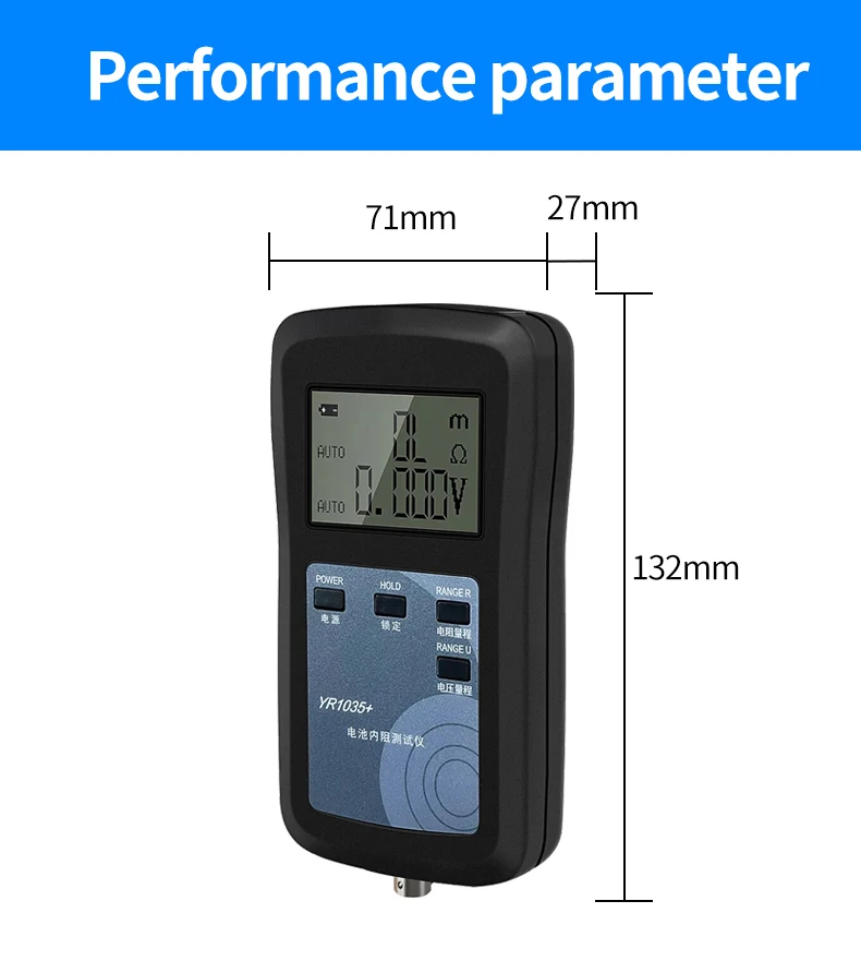 Analyseur de batterie de voiture à 4 fils YR1035 +, batterie au lithium, test interne 02/10/2018, 100V, groupe de véhicules électriques, testeur 18650