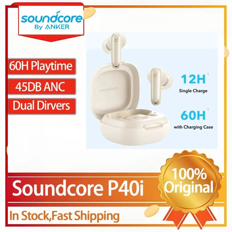 

Soundcore P40i Original True Wireless Bluetooth Active Noise-Canceling Earphones with In-Ear Design and Extra Long Battery Life