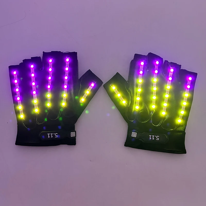 LED Glow Gloves Remote Control Rave Half Flashing Finger Gloves Light Up Glasses Rave Costume Party Decor DJ Performance Props