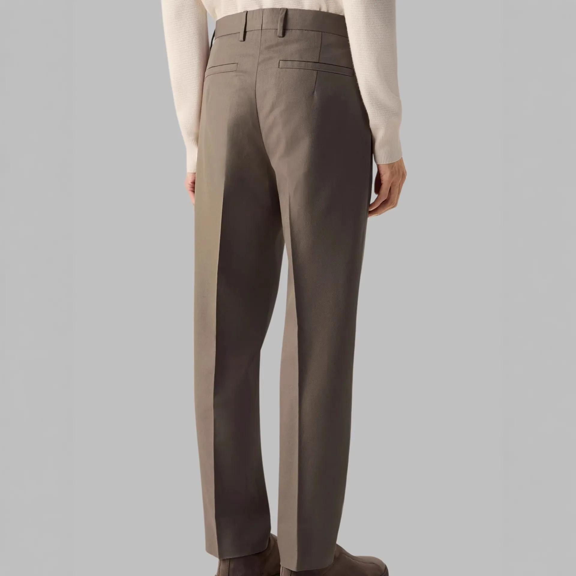 Casual Straight Leg Belt with Zipper Fly and Pocket Decoration Business High Waist Full Length Regular Thickness Pants for Men