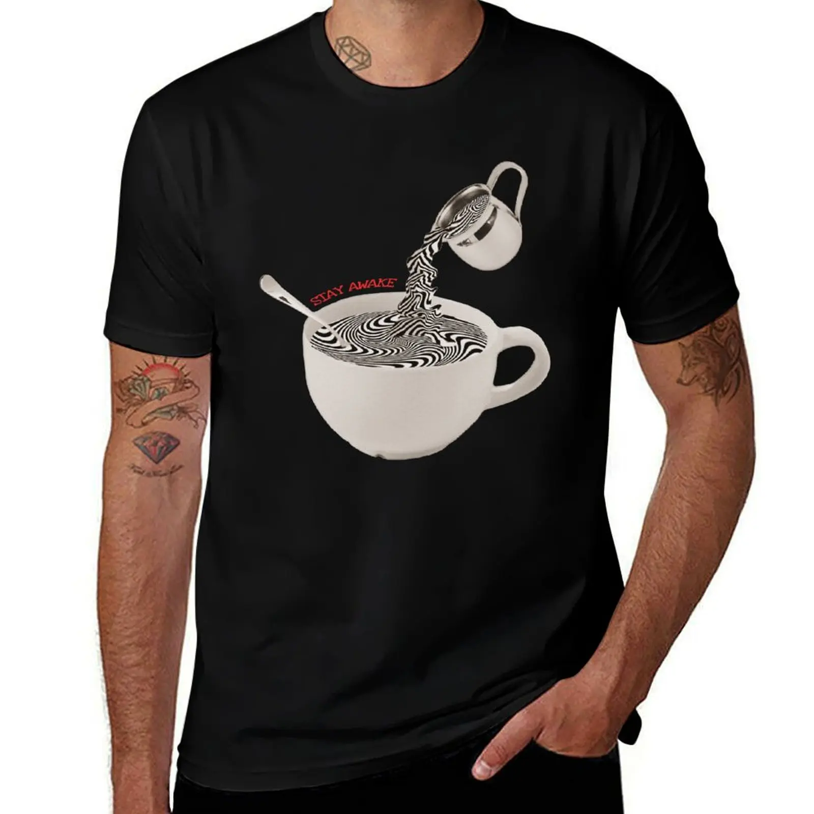 Stay Awake T-Shirt Everyday Wear Basic Short Sleeve Top T-Shirt