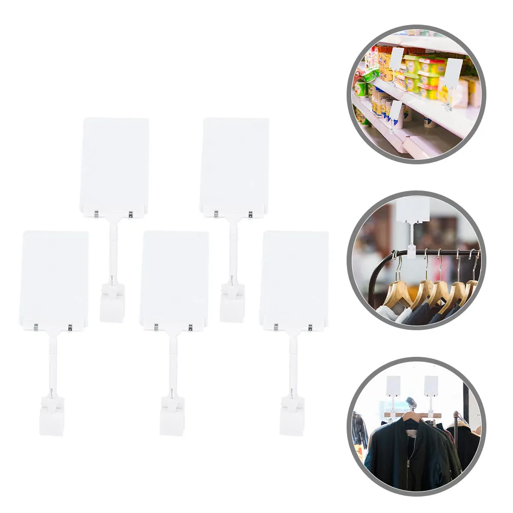 5Pcs Adjustable Price Tag Holder Sturdy Metal PVC Vertical Sign Stand for Supermarket Retail Office Banner Advertising Display