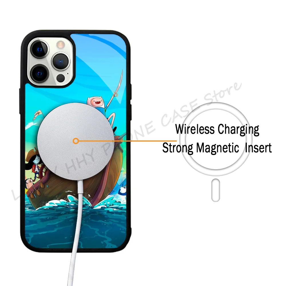 Cartoon Phone Case Phone Case Strong Magnetic For IPhone 15 14 13 Pro Max 11 12 Mini Adventures Time For Magsafe