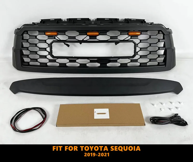 Good Quality ABS Front Middle Grill Racing Grills With LED Lights Fit For Toyota Sequoia 2019-2021