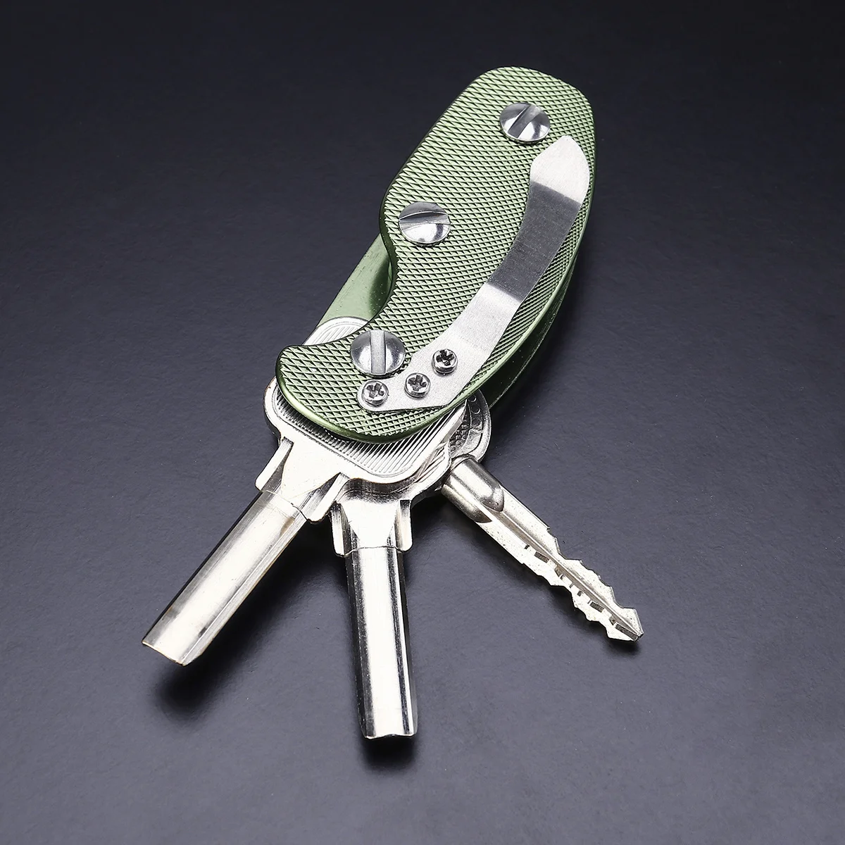 

Aluminum Key Holder Clip Green Hard Light Aluminium Alloy Non Slip Surface Outdoor Pocket Organizer Fits 6 Keys