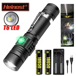 T6 LED Flashlight Strong Light Long-Distance Use Rechargeable 18650 Battery Torch Telescopic Zoom Outdoor Emergency Searchlight
