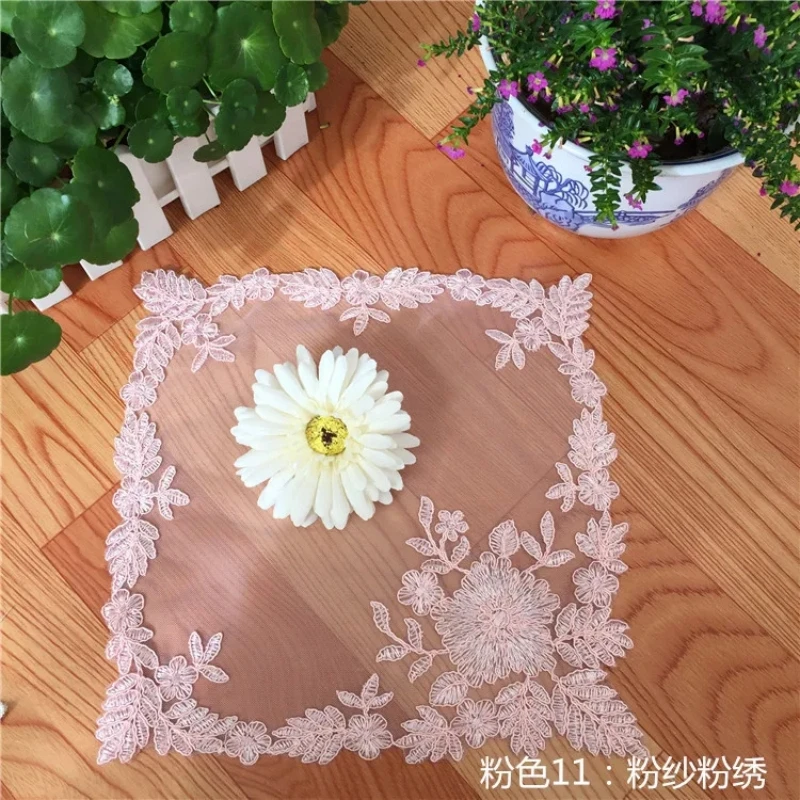 Variety Square 26cm Modern Minimalist Mesh Lace Beaded Embroidered Placemat Coffee Cup Cushion Vase Pad Decor Coaster Fabric