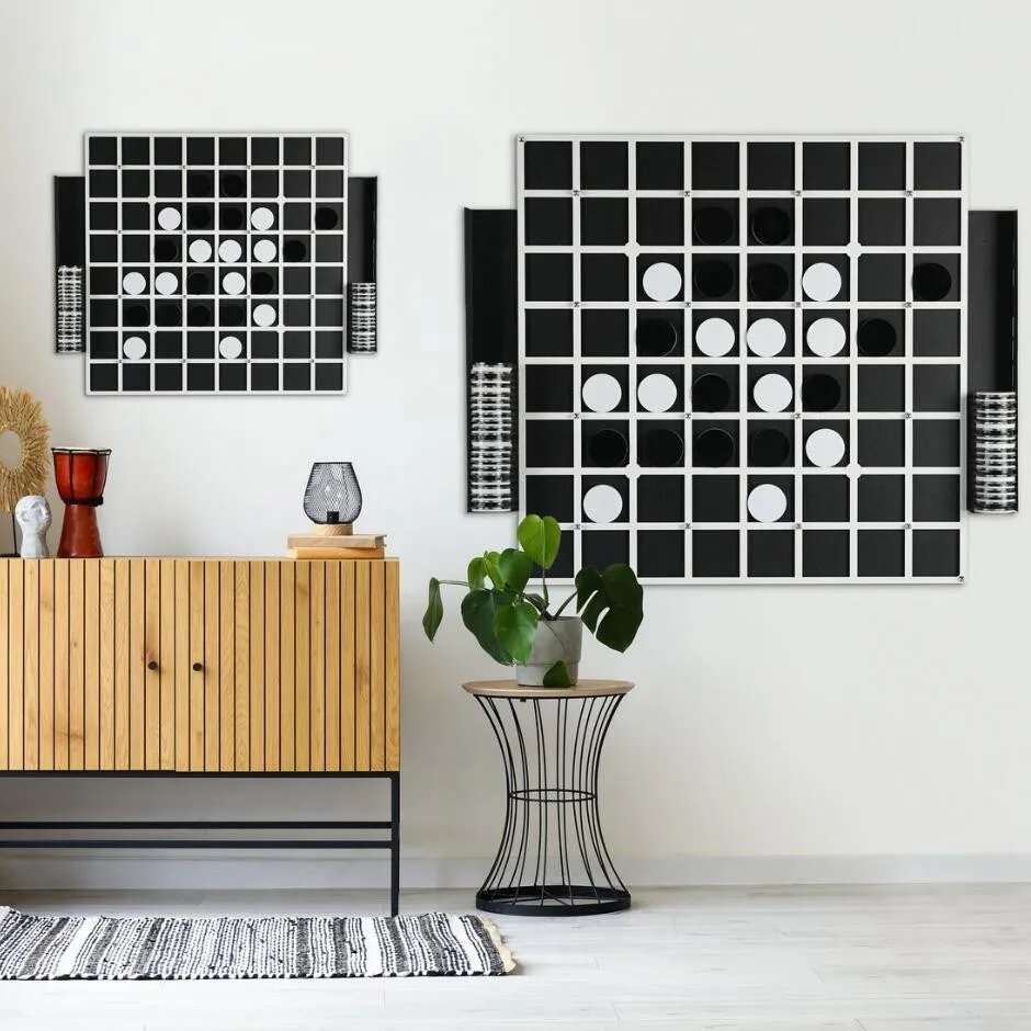 Tablero de juego Reversi gigante, decoración de oficina, regalo de inauguración de casa, juego de pared para sala de estar, decoración de pared de madera y metal!