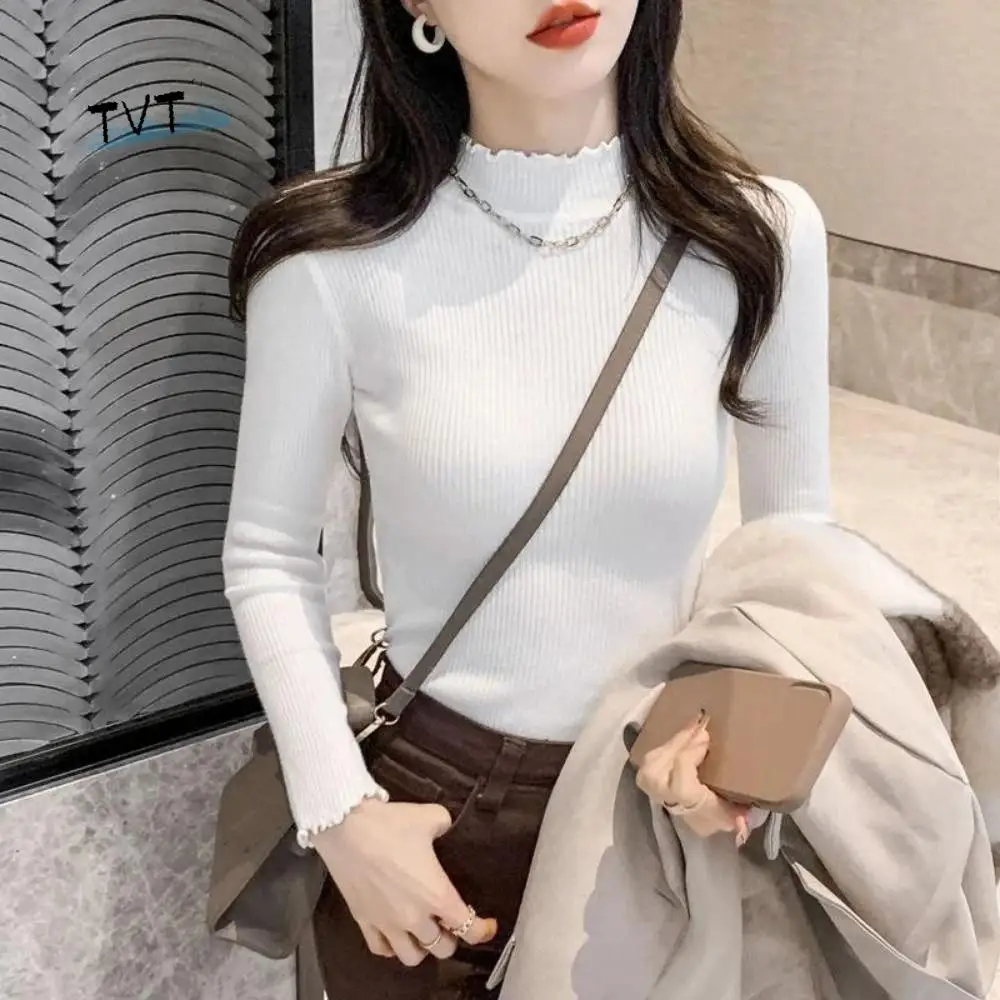 

Женское термобелье с высоким воротником, утепленный плюшевый пуловер с длинными рукавами, теплый топ, рубашка, майки, осенне-зимний топ