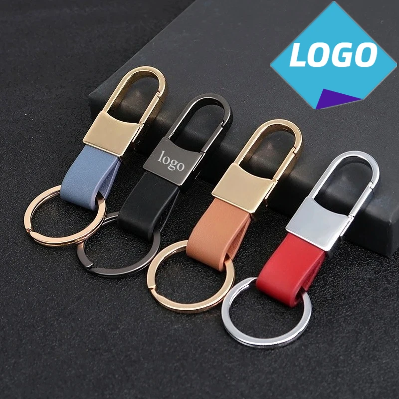 

Custom LOGO Metal Leather Keychain Laser Engrave Car Keyring Men's Women‘s’Zinc Alloy Waist Hanging Personalized Key Chain