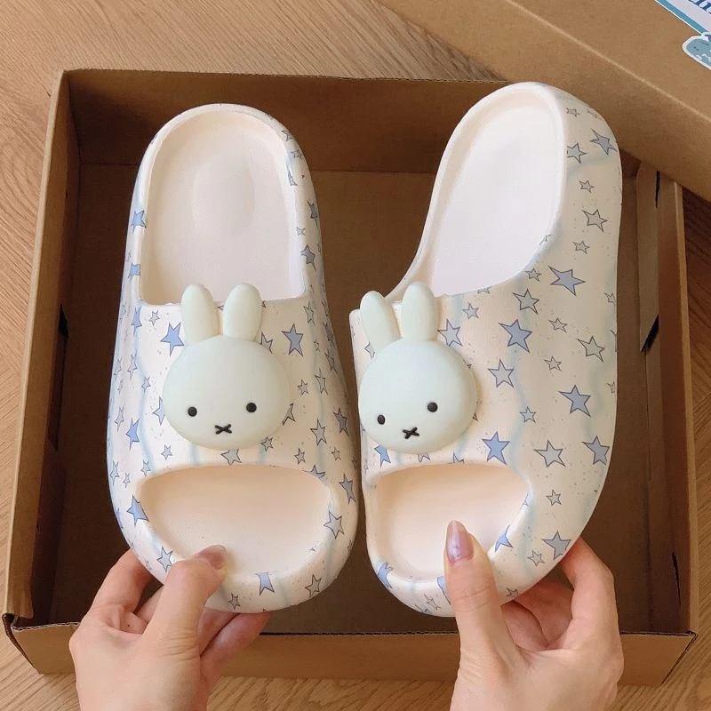 Kawaii Miffy Slippers Cute Cartoon Miffy Rabbit 5cm Thick-soled Slippers for Women Soft Bottom Indoor Home Use Anti-slip Sandals