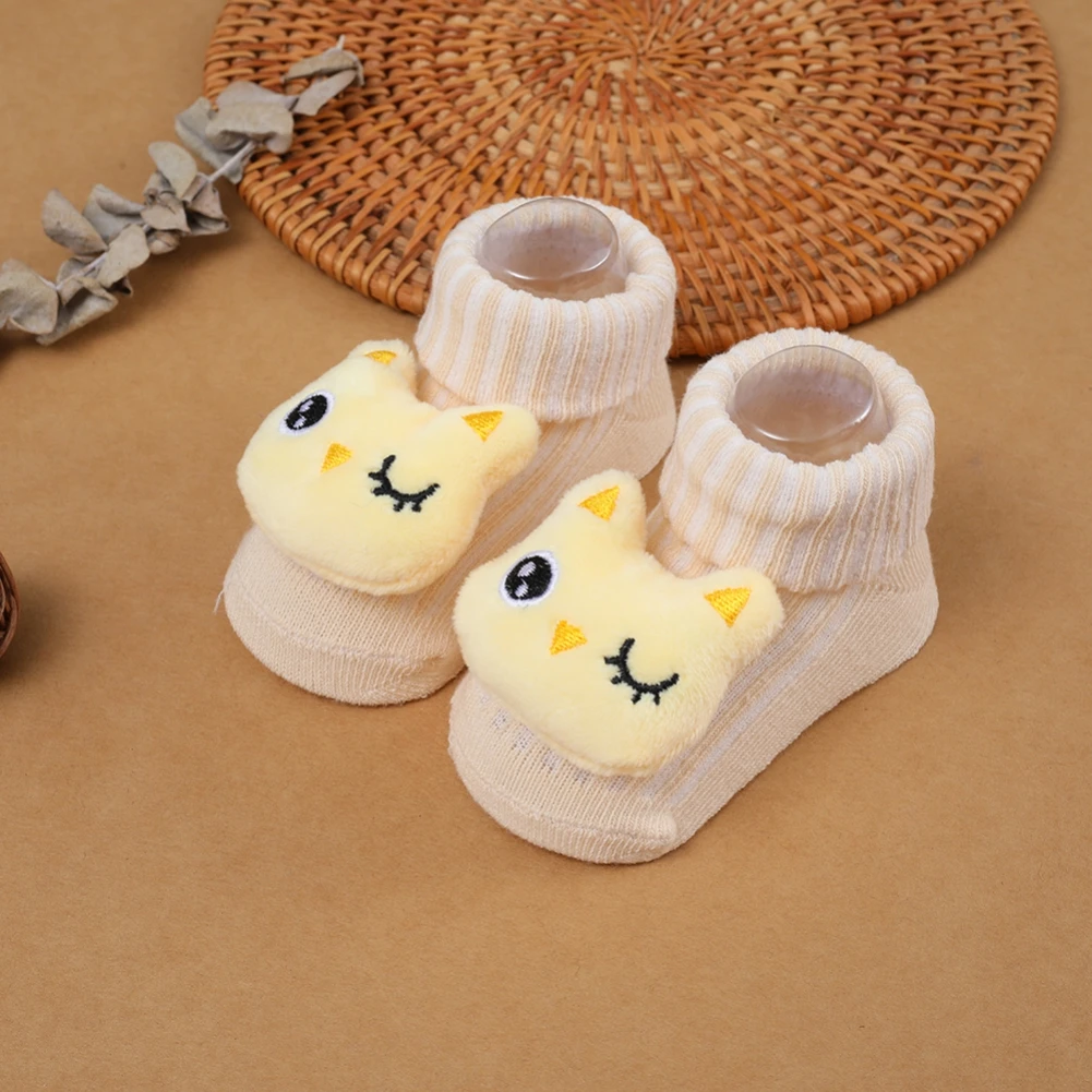 Cute Cartoon Doll Newborn Socks for Boys Girls Winter Soft Anti Slip Cotton Sock Solid Infant Toddler Socks Baby Clothing 0-12M