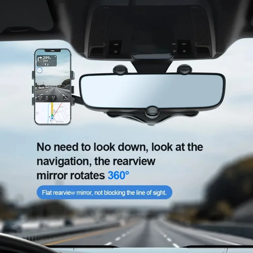 New Universal Car Rearview Mirror Phone Holder 360Β° Rotation Car Phone Holder Mount Stand For Dash Cam GPS Smartphone Bracket
