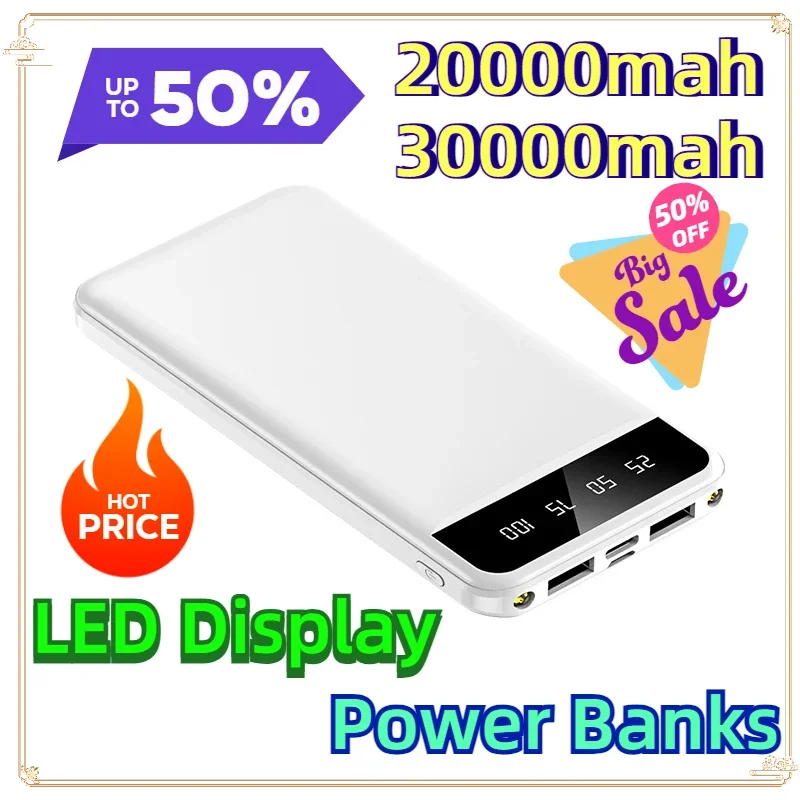 

Wholesale Low Price Dual USB Power Bank 20000mah 30000mah Promotion Portable Charger LED Display Power Banks