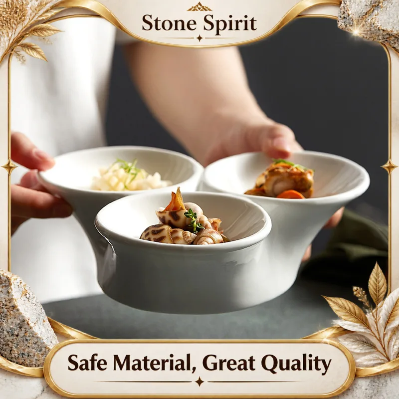 Hotel Tableware, White Exquisite Three-grid Small Dish, Commercial Ceramic Platter, Snack Dish, Cold Dish Arrangement Decoration