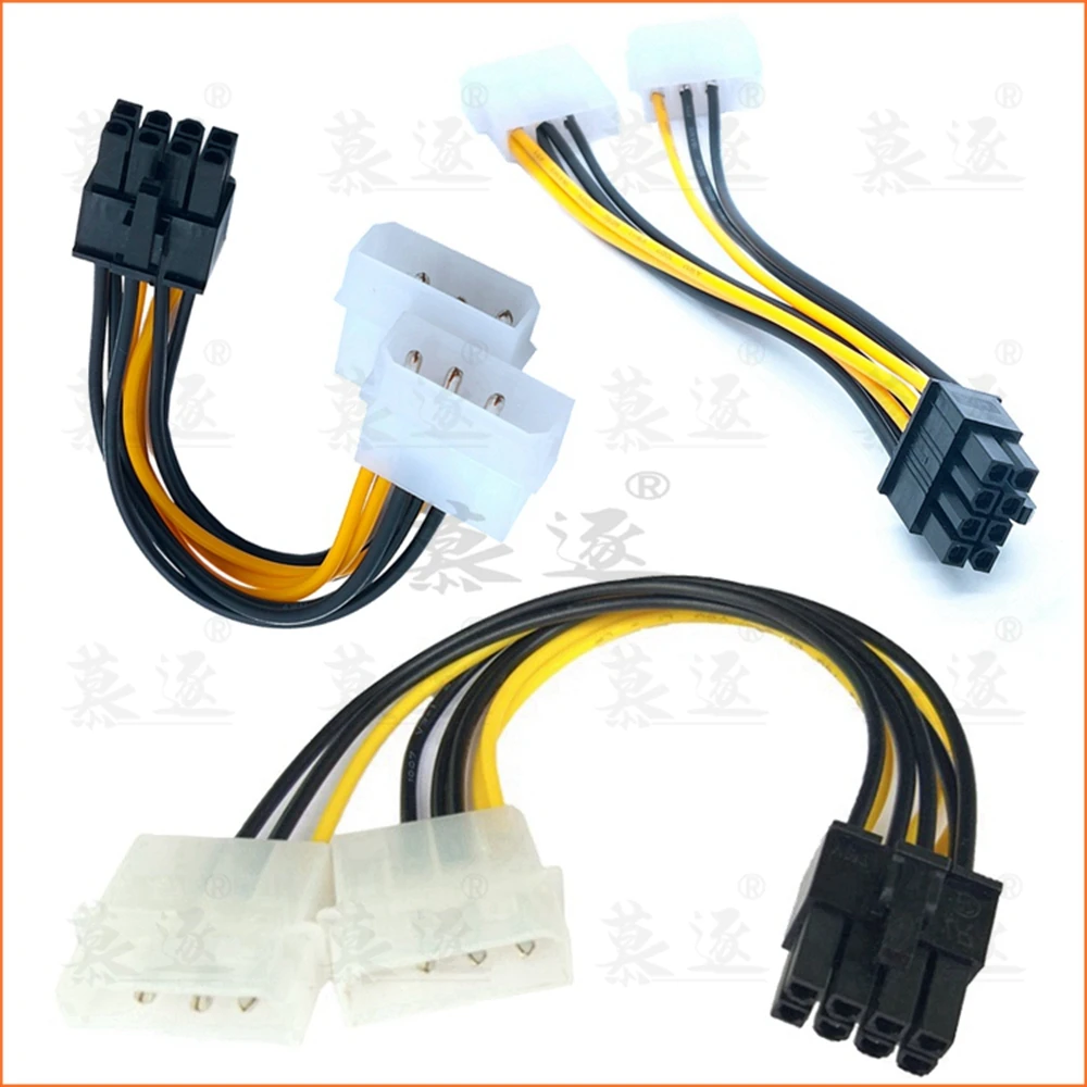 New Hot 6 inch 2 x Molex 4 pin to 8-Pin PCI Express Video Card Pci-e ATX PSU Power Converter Cable - Molex to Pcie 8 pin