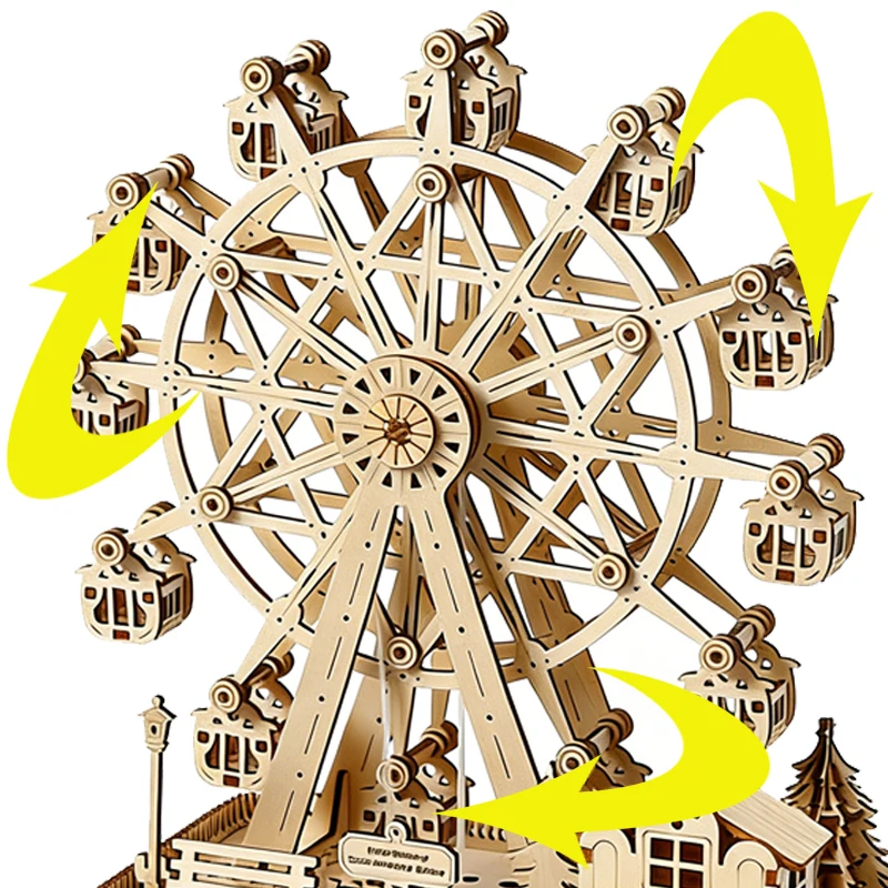 Musical Ferris Wheel 3D Wooden - Music Box Wooden 3D Puzzle Rotating 评论和价格