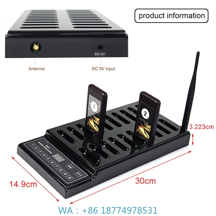 g Queuing Calling System With 20 Call Coaster Pagers Wholesale Hot Sale QC100 999 Channel Restaurant Wireless Pagin