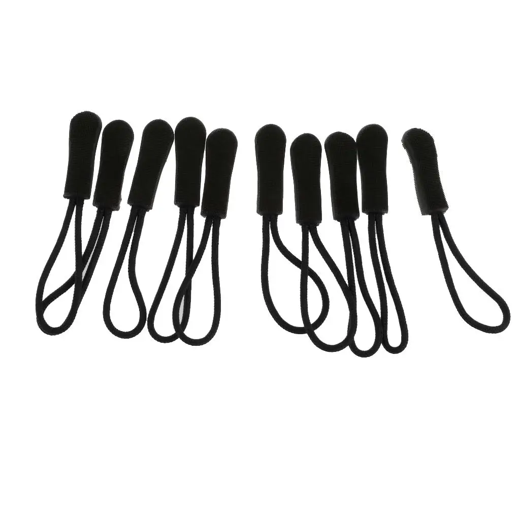 10pcs/Lot Zipper Pulls Replacement Zip Cord Puller Slider Jacket Backpack Black/Red/Yellow