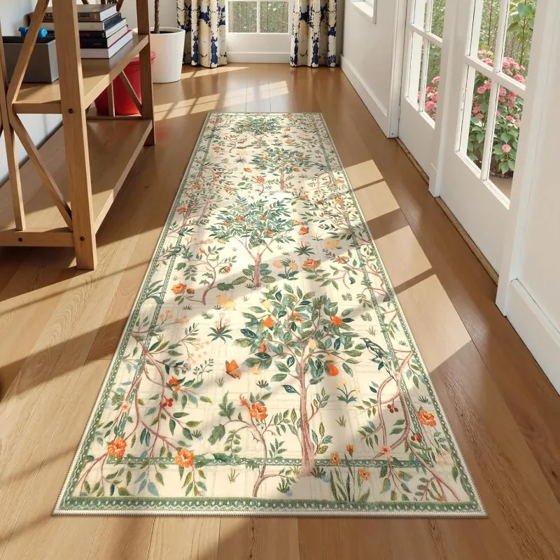 

Green Small Fresh Runner Rug Nordic Style Light Luxury Bedroom Carpet Machine Washable High-end Fashion Art Coffee Table Mats 러그