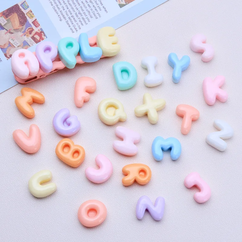 30 Pcs New Kawaii Cartoon Mixed Color English Letters Resin Scrapbook Diy Decorative Hair Clip, Pendant Jewelry Parts