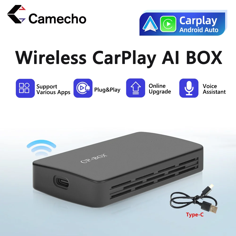 Camecho Wireless CarPlay Android Auto USB Mini Dongle Ai Box Wired to Wireless CarPlay Wireless Android Auto For BMW Audi Toyota