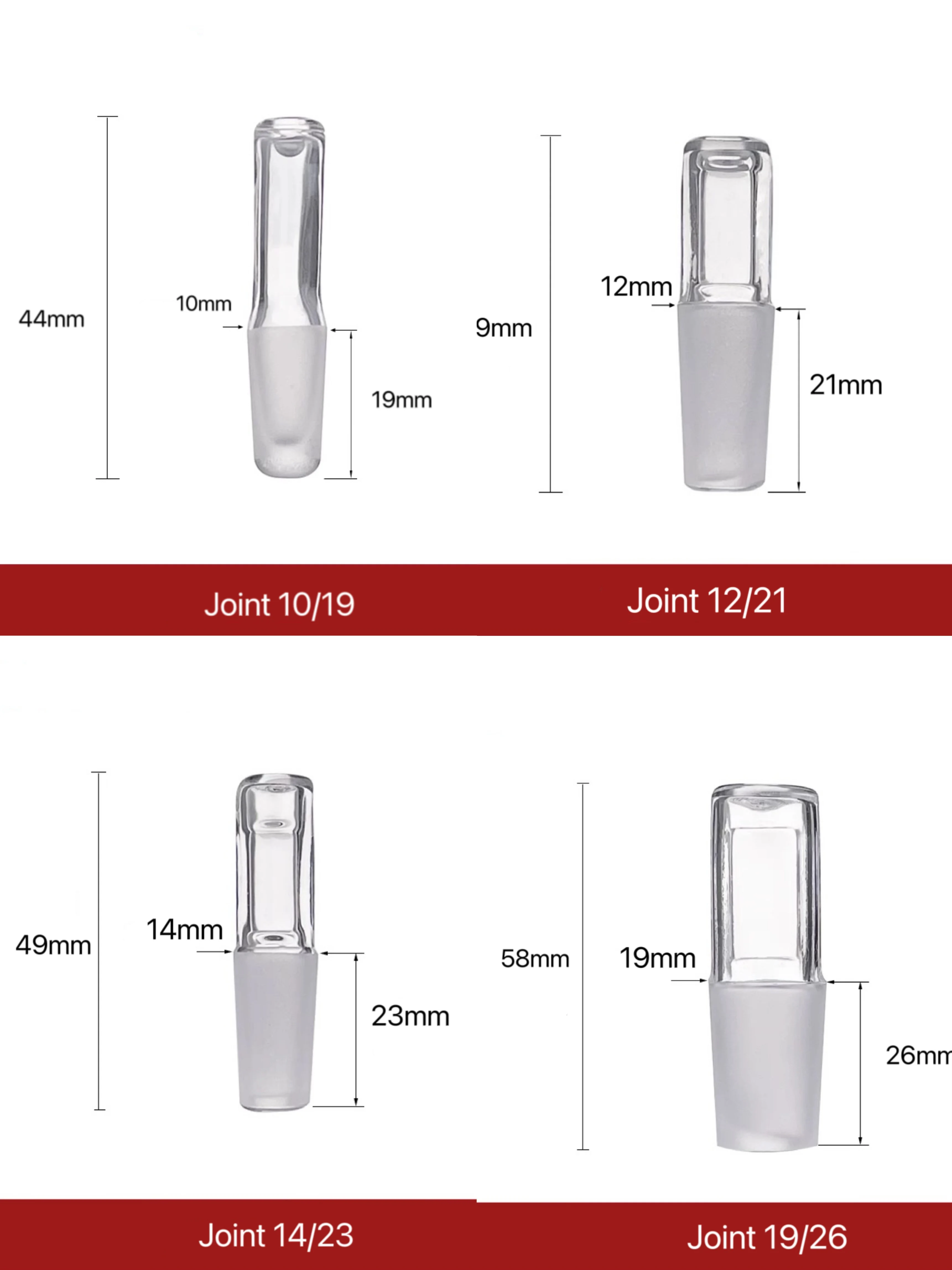 5Pcs Glass Stopper, Glass Hollow Plug,Grinding Flat Plug, Hollow Plunger, Borosilicate Glass,Multiple Types Joint