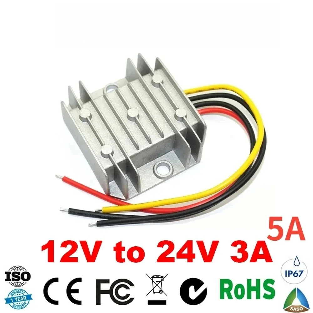 12V to 24V 3A 5A Step-up Converter Boost 12Volt to 24Volt Voltage Regulator for AUTOMOTIVES Car Truck Boat Power Supply CE ROHS