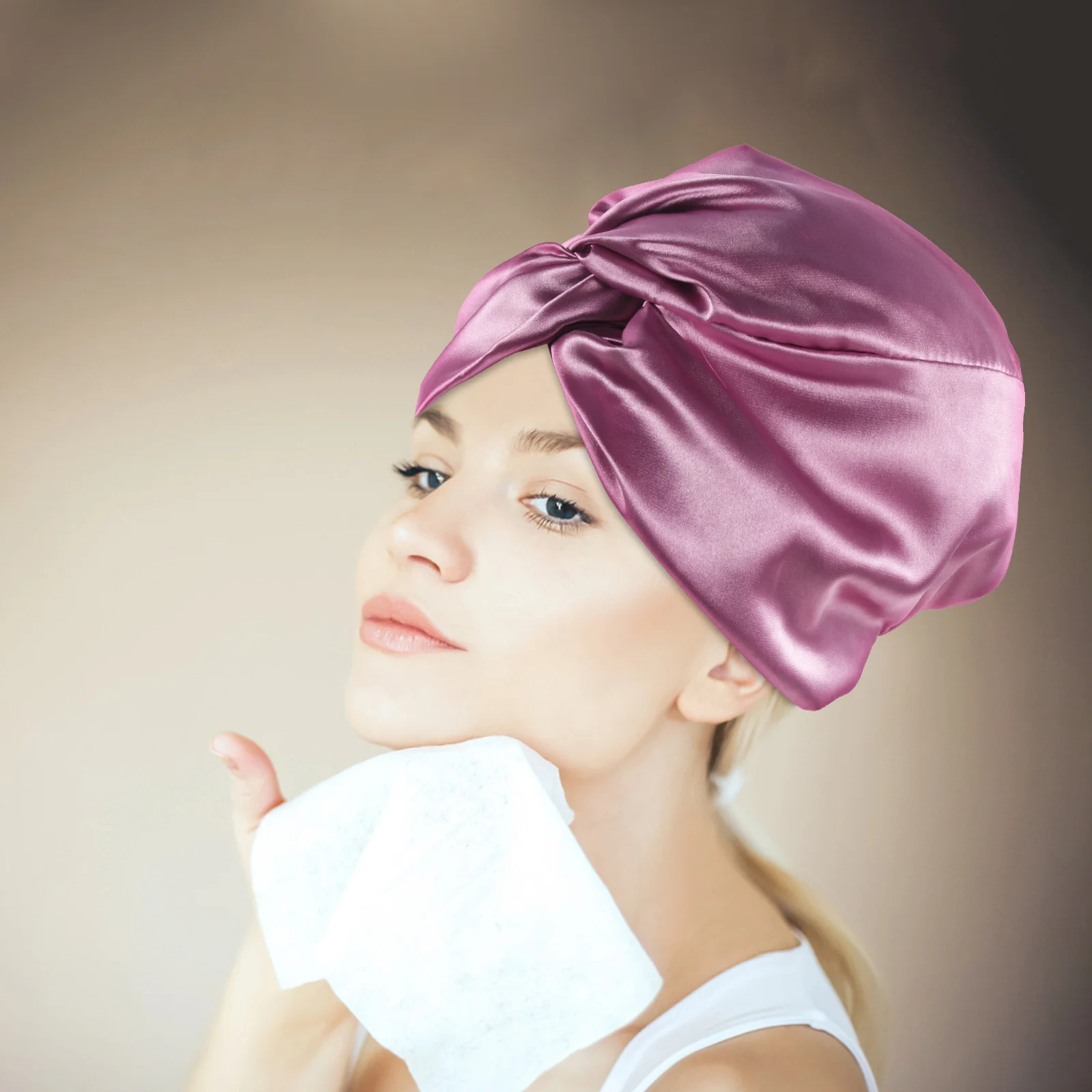 

Women Durable Imitation Silk Sleep Bonnet Comfortable Night Hair Protector Shower Bath Cap for Natural Curly Long Hair